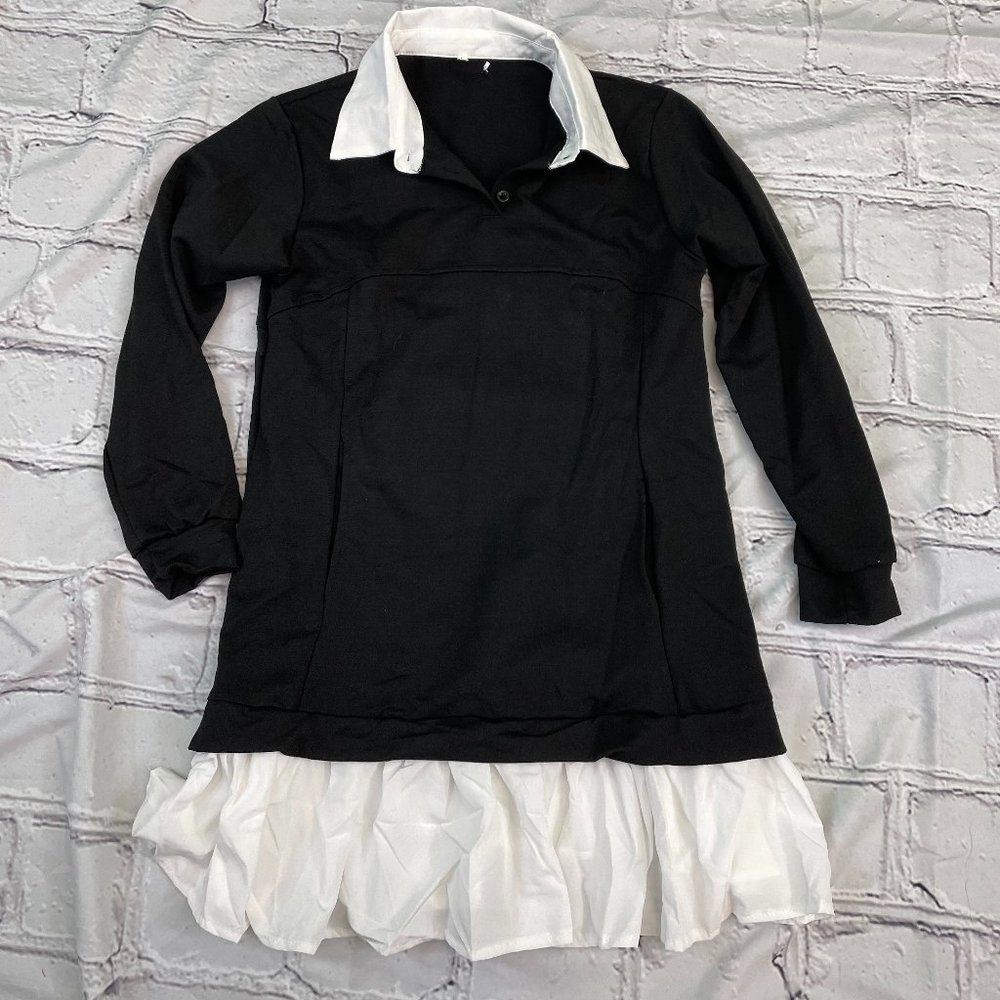 Black Ruffle Tunic, Size Small